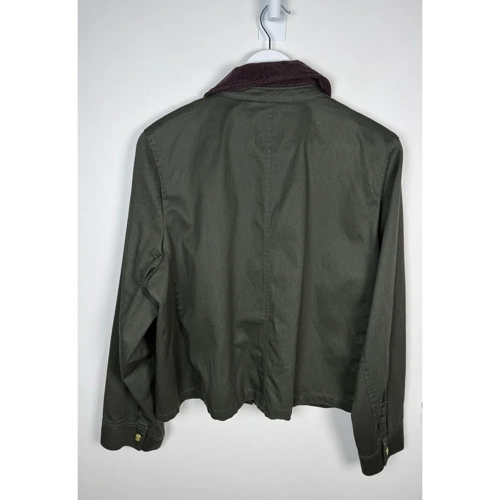 J.Crew Factory Size Large Cropped Olive Green Field Barn Collared Jacket NWOT